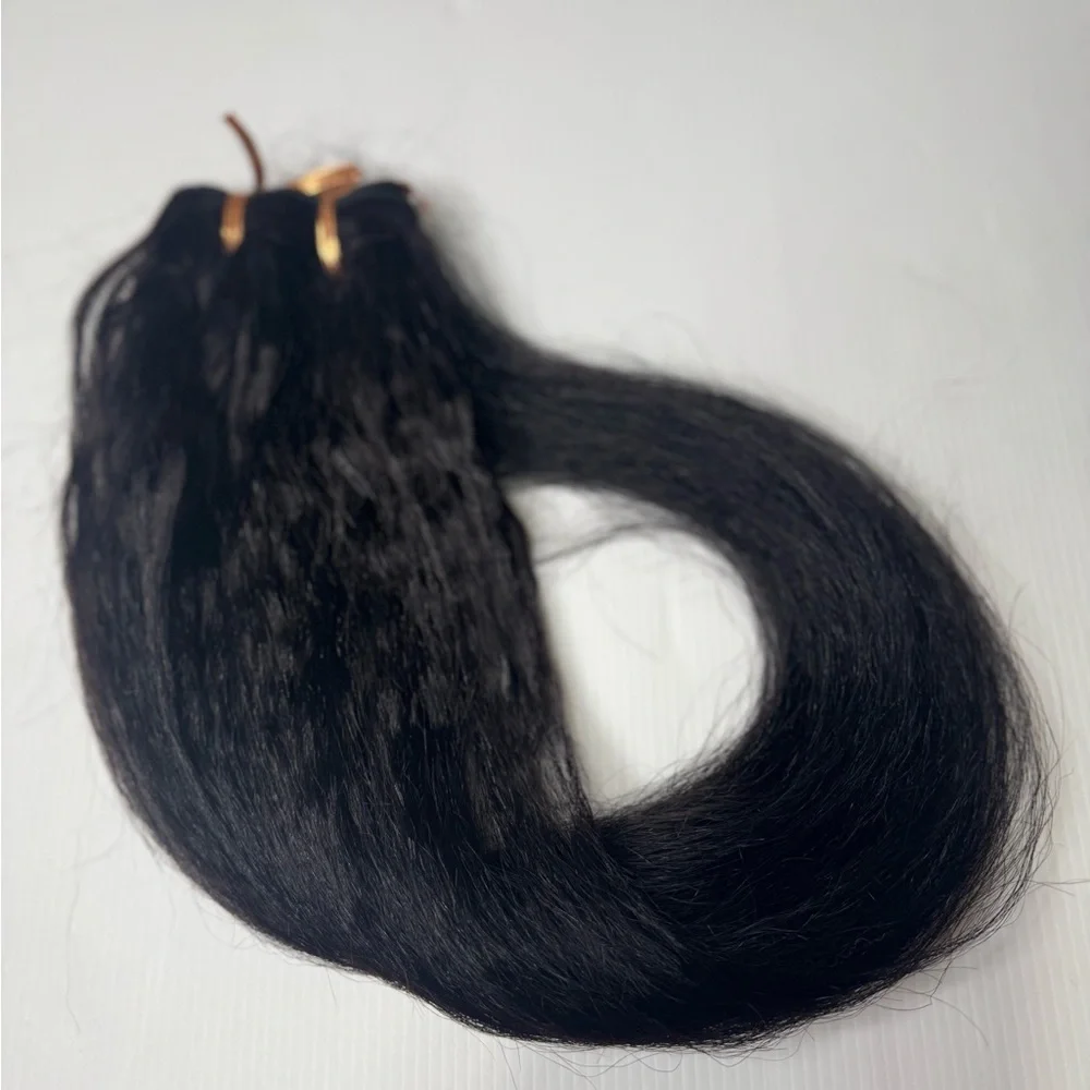 30 in Kinky Straight 100% Human hair  Black Color 50 Grms
